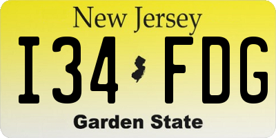 NJ license plate I34FDG