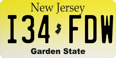 NJ license plate I34FDW