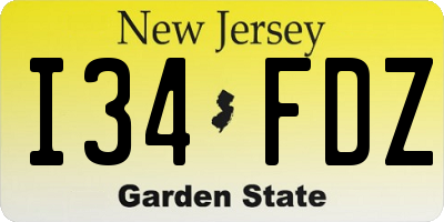 NJ license plate I34FDZ