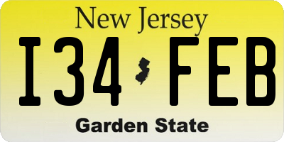 NJ license plate I34FEB