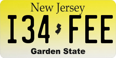 NJ license plate I34FEE