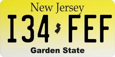 NJ license plate I34FEF