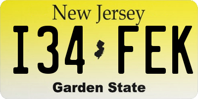 NJ license plate I34FEK