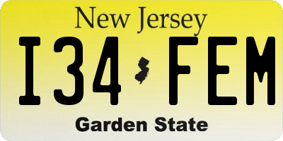 NJ license plate I34FEM