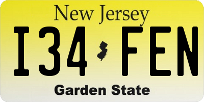 NJ license plate I34FEN