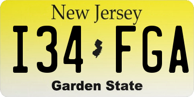 NJ license plate I34FGA