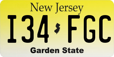 NJ license plate I34FGC
