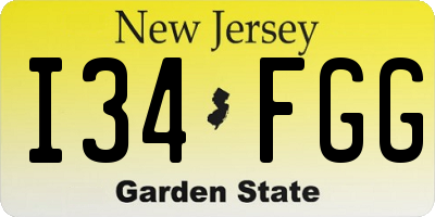 NJ license plate I34FGG