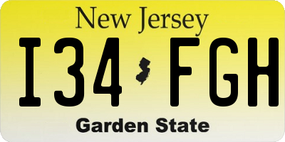 NJ license plate I34FGH