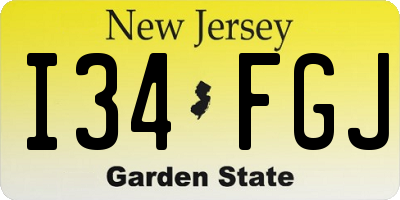 NJ license plate I34FGJ