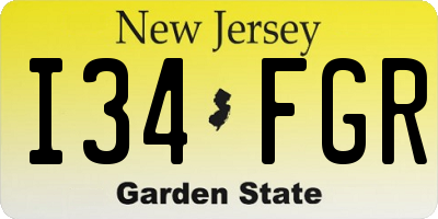 NJ license plate I34FGR