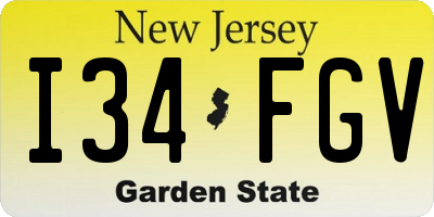 NJ license plate I34FGV