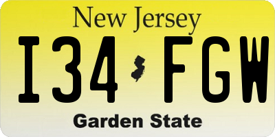 NJ license plate I34FGW