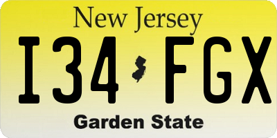 NJ license plate I34FGX