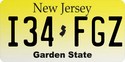 NJ license plate I34FGZ