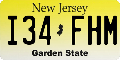 NJ license plate I34FHM