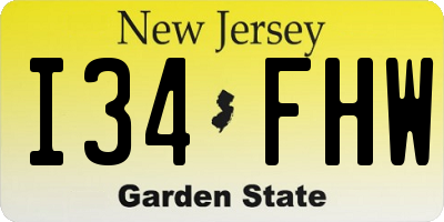 NJ license plate I34FHW