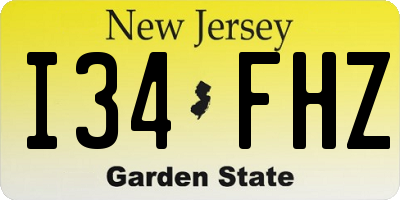 NJ license plate I34FHZ