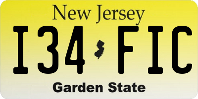 NJ license plate I34FIC
