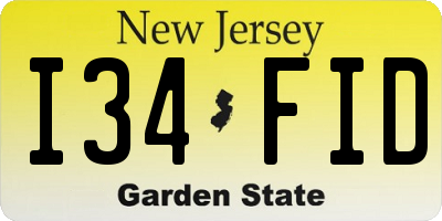NJ license plate I34FID