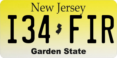 NJ license plate I34FIR