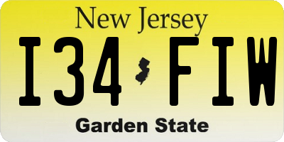 NJ license plate I34FIW