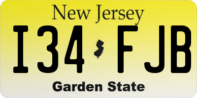 NJ license plate I34FJB