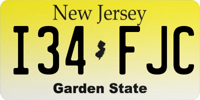 NJ license plate I34FJC