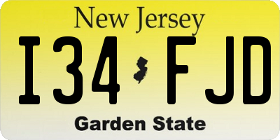 NJ license plate I34FJD
