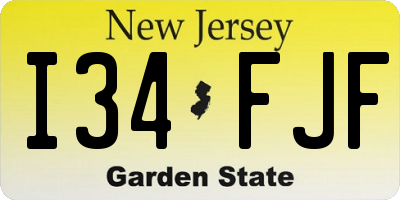 NJ license plate I34FJF