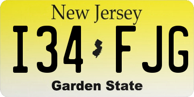 NJ license plate I34FJG