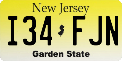 NJ license plate I34FJN