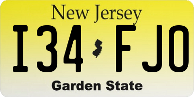 NJ license plate I34FJO