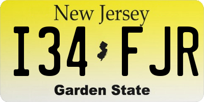 NJ license plate I34FJR