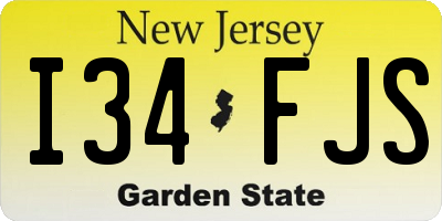 NJ license plate I34FJS