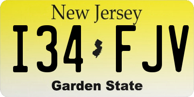 NJ license plate I34FJV