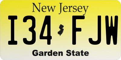 NJ license plate I34FJW