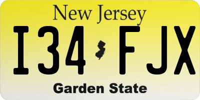 NJ license plate I34FJX