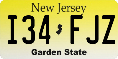 NJ license plate I34FJZ