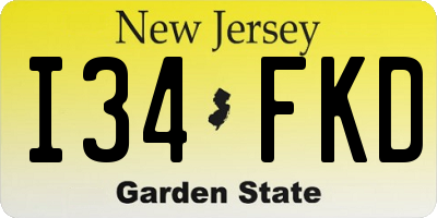 NJ license plate I34FKD