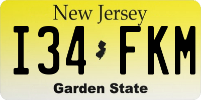 NJ license plate I34FKM