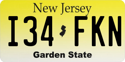 NJ license plate I34FKN