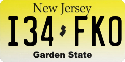 NJ license plate I34FKO