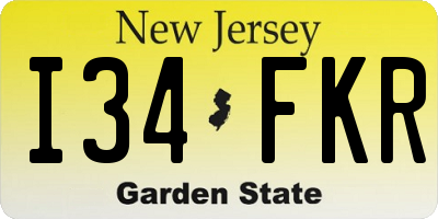 NJ license plate I34FKR