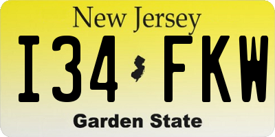 NJ license plate I34FKW