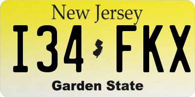 NJ license plate I34FKX