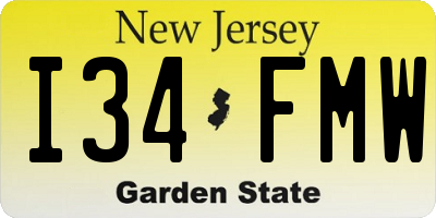 NJ license plate I34FMW