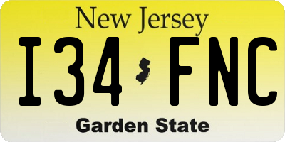 NJ license plate I34FNC
