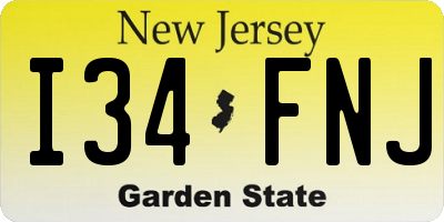 NJ license plate I34FNJ