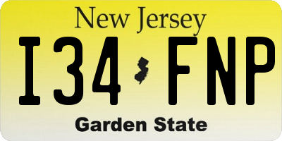 NJ license plate I34FNP